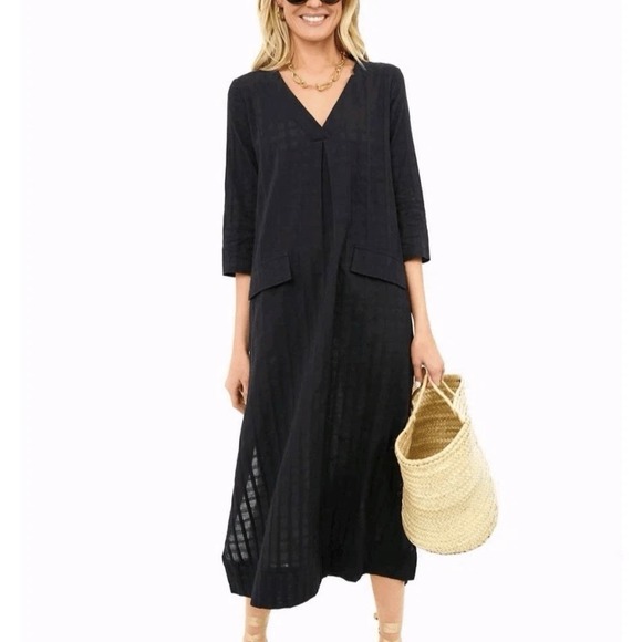Pomander Place Tuckernuck Black Carolina Caftan Dress Maxi Swim CoverUp XXXL 3XL - Picture 3 of 11